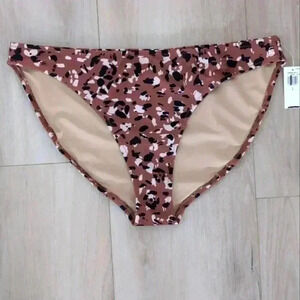 OLD NAVY | Women's Brown/Black/Cream Animal Print  Mid-Rise Bikini Bottoms